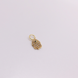 14K Solid Yellow CZ Hamsa Hand Charm