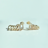 10K Solid Yellow Gold Wings Earrings with Pave Diamond