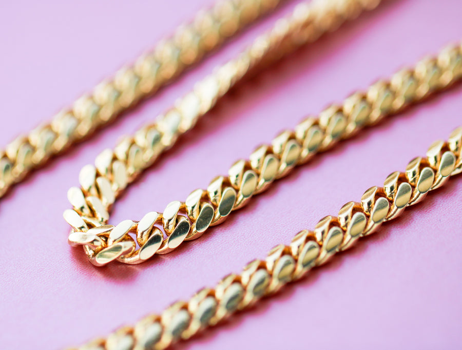 14K Solid Yellow Cuban 6mm Chain