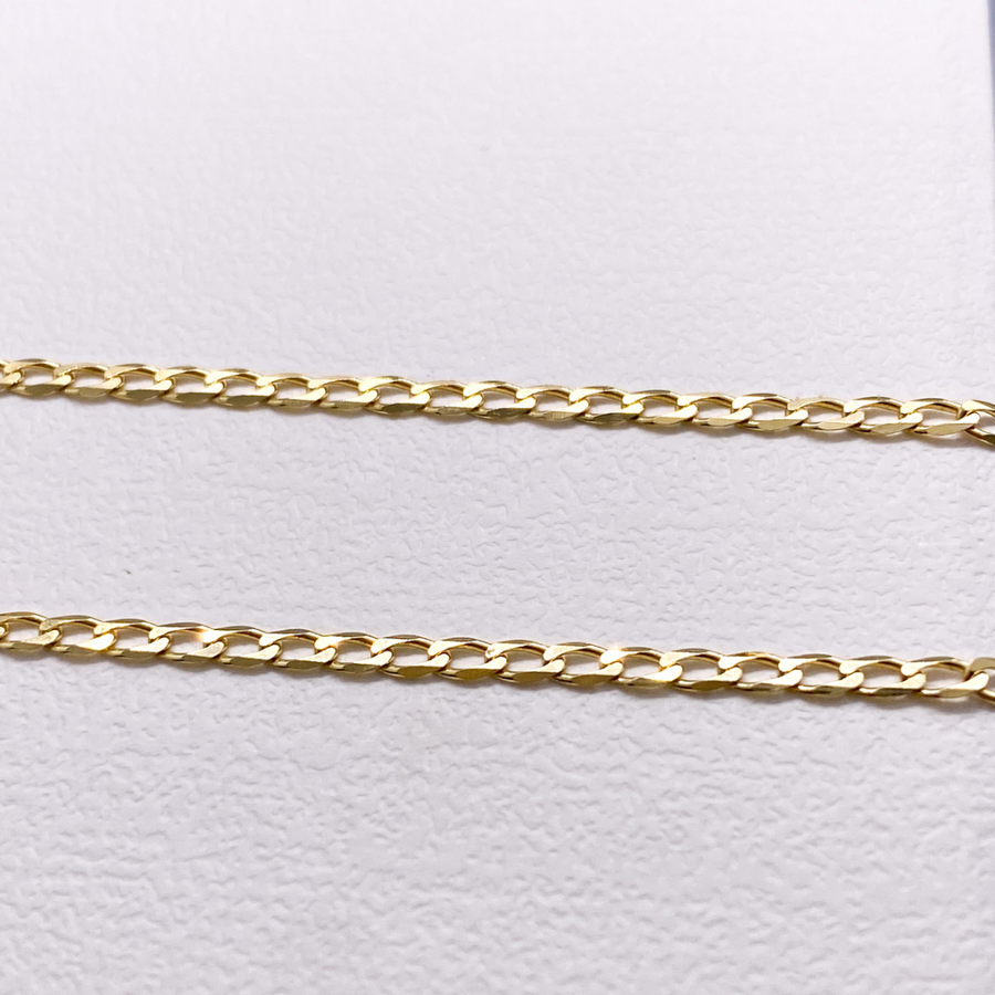 14K Solid Yellow Gold 2mm Flat Square Chain