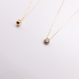 18K Solid Yellow Gold Bezel Diamond Adjustable Necklace