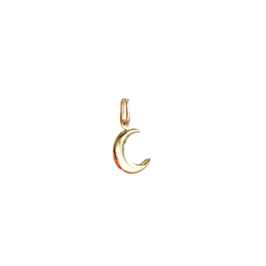 14K Solid Gold Half Moon Pendant