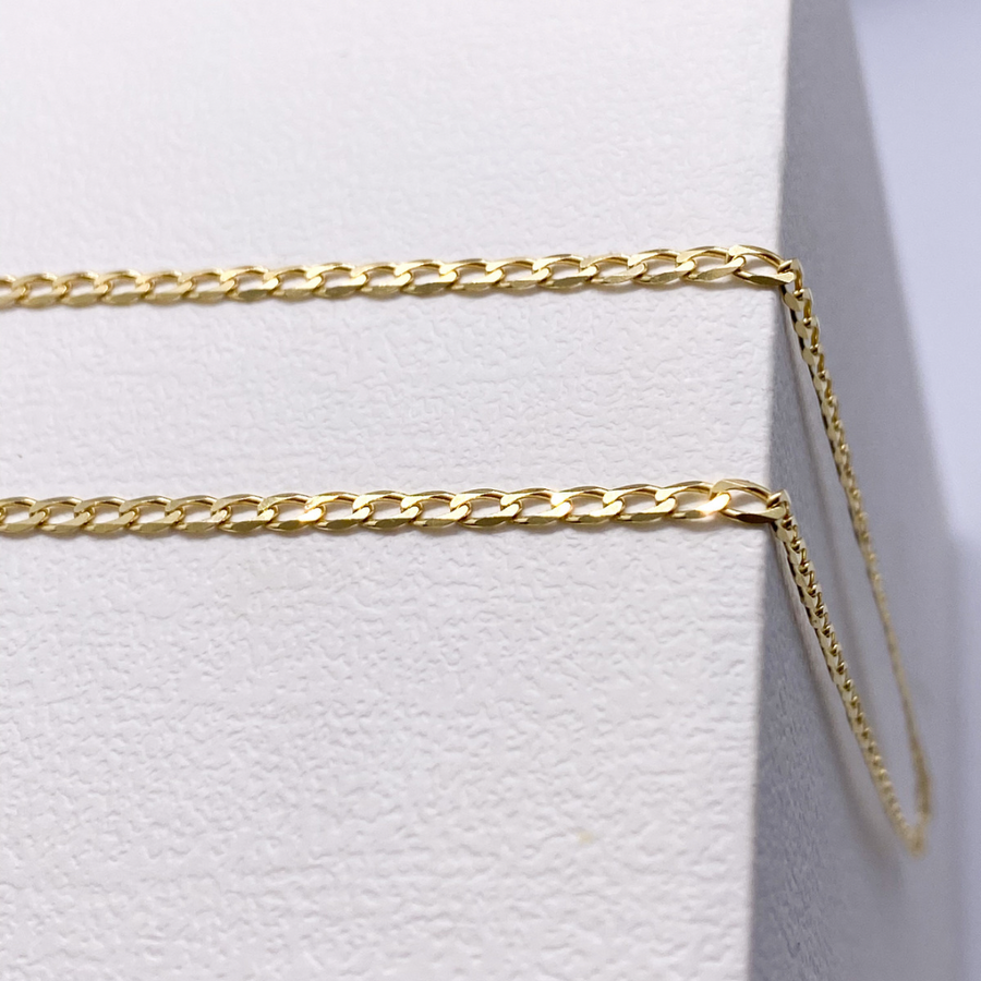 14K Solid Yellow Gold 2mm Flat Square Chain