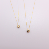 18K Solid Yellow Gold Bezel Diamond Adjustable Necklace