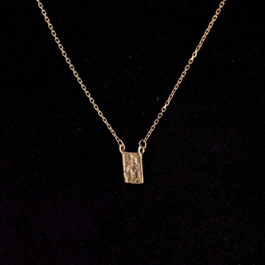 14K Solid Yellow Gold Custom Scapular Necklace