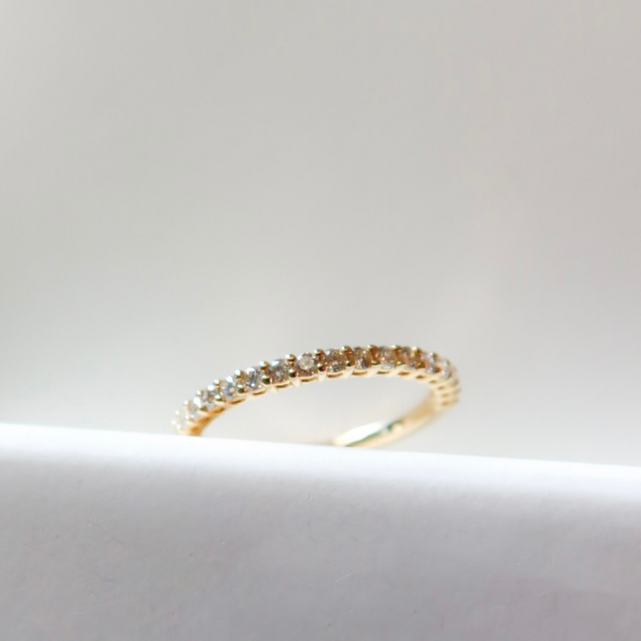 14K Solid Yellow Gold Diamond Classic Band Ring