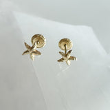 14K Solid Yellow Gold 5mm Starfish Earrings