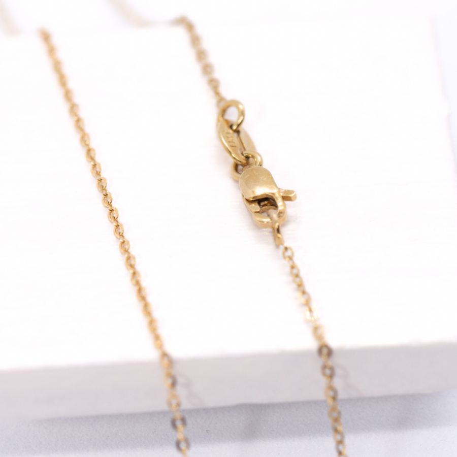 14K Solid Yellow Gold 1mm Diamond Cut Rolo Chain with Lobster Lock