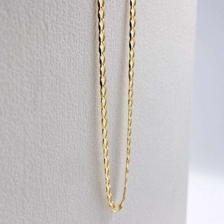 14K Solid Yellow Gold 2mm Flat Square Chain