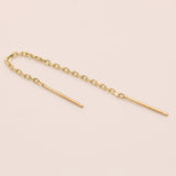 14K Solid Yellow Gold Chain Pull Threader Earring