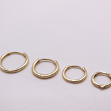 14K Solid Gold Plain Huggie Hoops