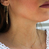 14K Solid Yellow Gold Chain Pull Threader Earring