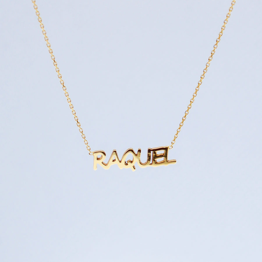 14K Solid Gold 5mm Bubble Custom Name Necklace