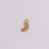 14K Solid Yellow CZ Moon Charm