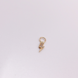 14K Solid Yellow CZ Lightning Bolt Charm