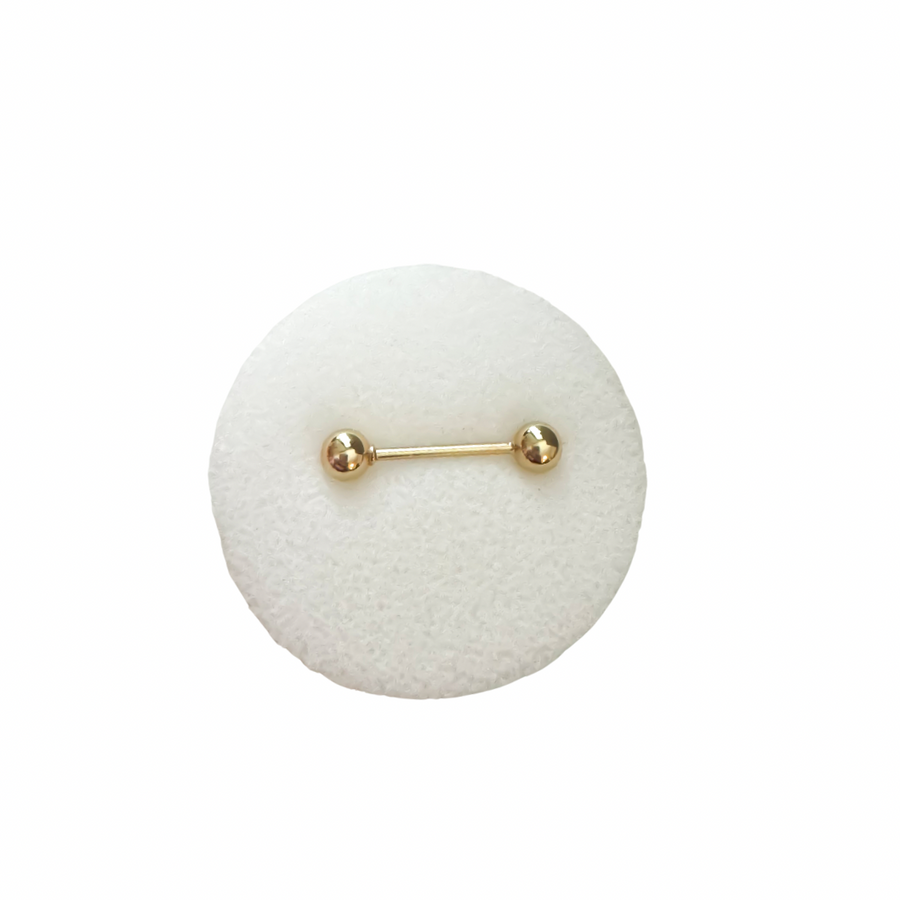 14KT Solid Yellow Gold Barbell Tongue Piercing