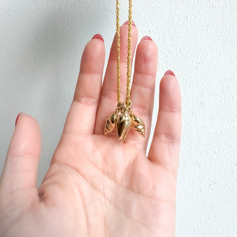 14K Solid Yellow Gold Spiral Conch Charm