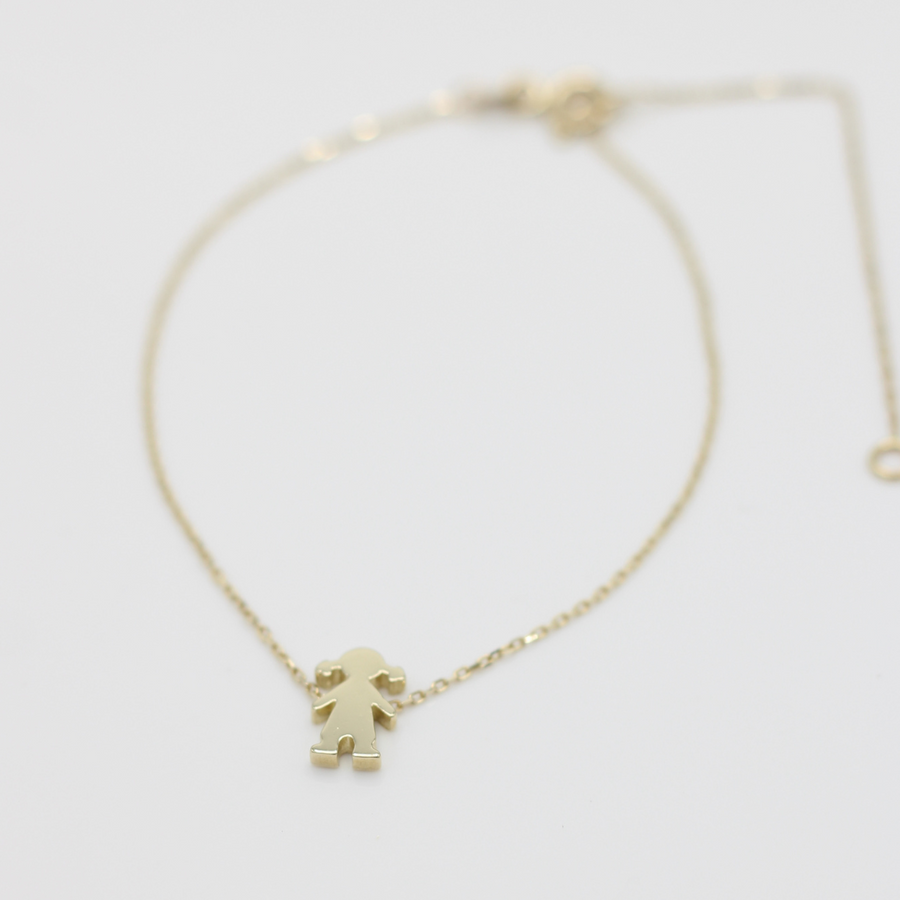 14K Solid Yellow Gold Girl Bracelet