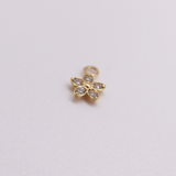 14K Solid Yellow CZ Flower Charm