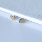 14K Solid Gold CZ Bird Earrings