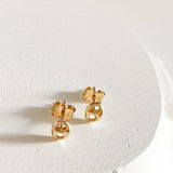 14K Solid Yellow Gold Puff Mariner Link Earrings