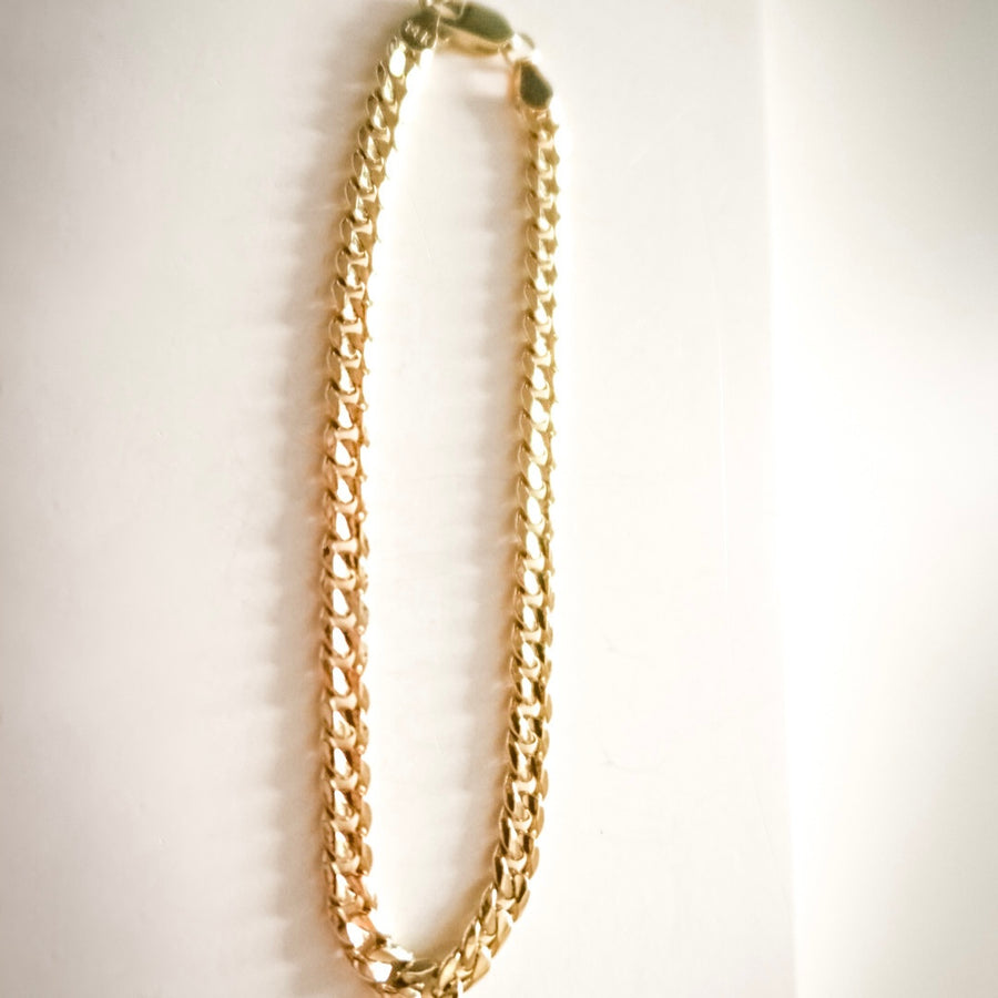 14K Solid Yellow Gold Puff Curb Unisex Bracelet