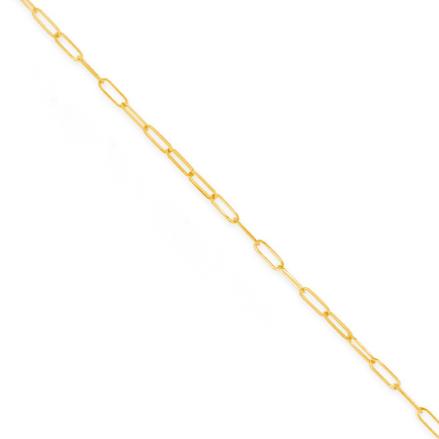 14K Solid Yellow Gold Medium Paper Clip Bracelet with Italian Lock