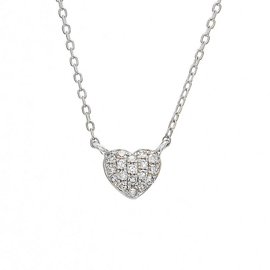 14K Solid Gold Heart Diamond Necklace