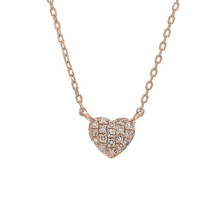 14K Solid Gold Heart Diamond Necklace