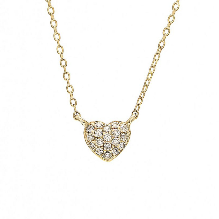 14K Solid Gold Heart Diamond Necklace