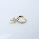 14K Solid Yellow CZ Cross Charm