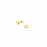 14K Solid Yellow Gold Puff Mariner Link Earrings