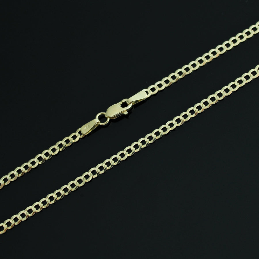 14K Solid Yellow Gold 2.5mm Curb Chain 18” 4.2 grams