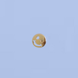 14K Solid Yellow Gold Single Smiley Stud Earring