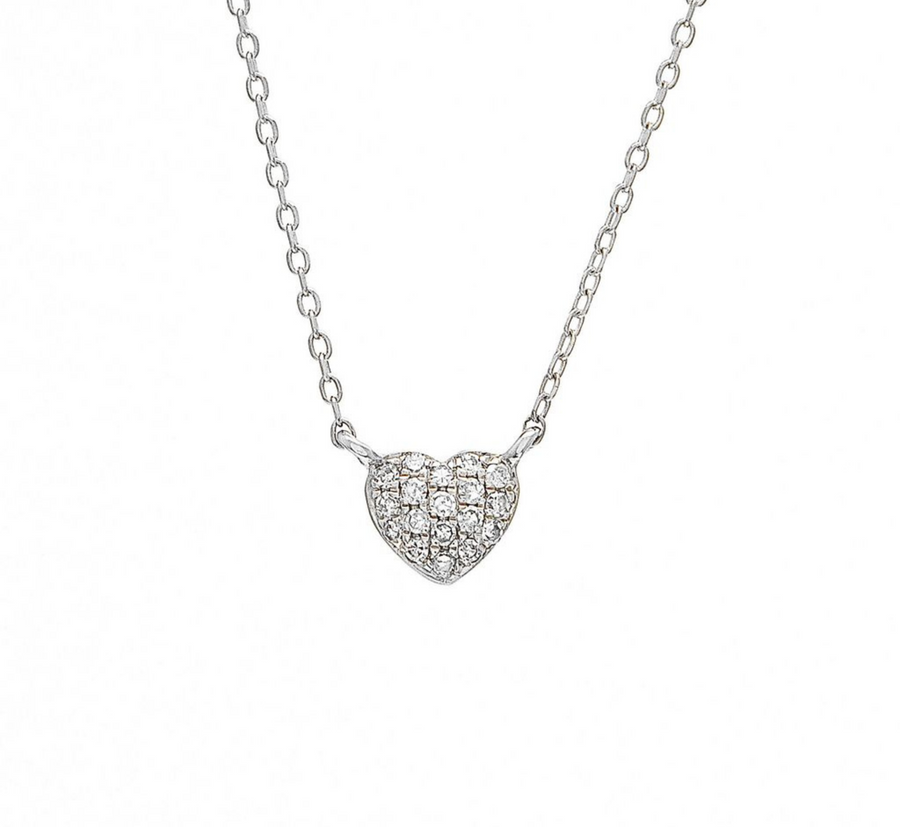 Pave Diamonds Puff Heart Necklace