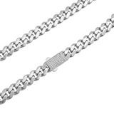 14K Solid White Gold Monaco Chain 4mm x 1mm