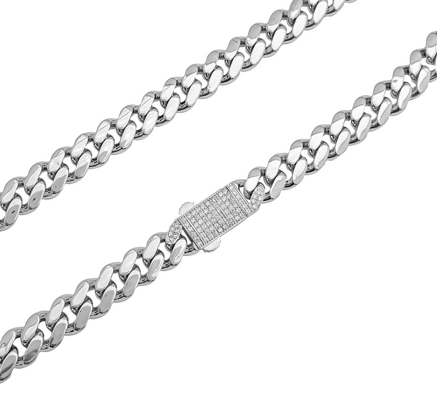 14K Solid White Gold Monaco Chain 4mm x 1mm