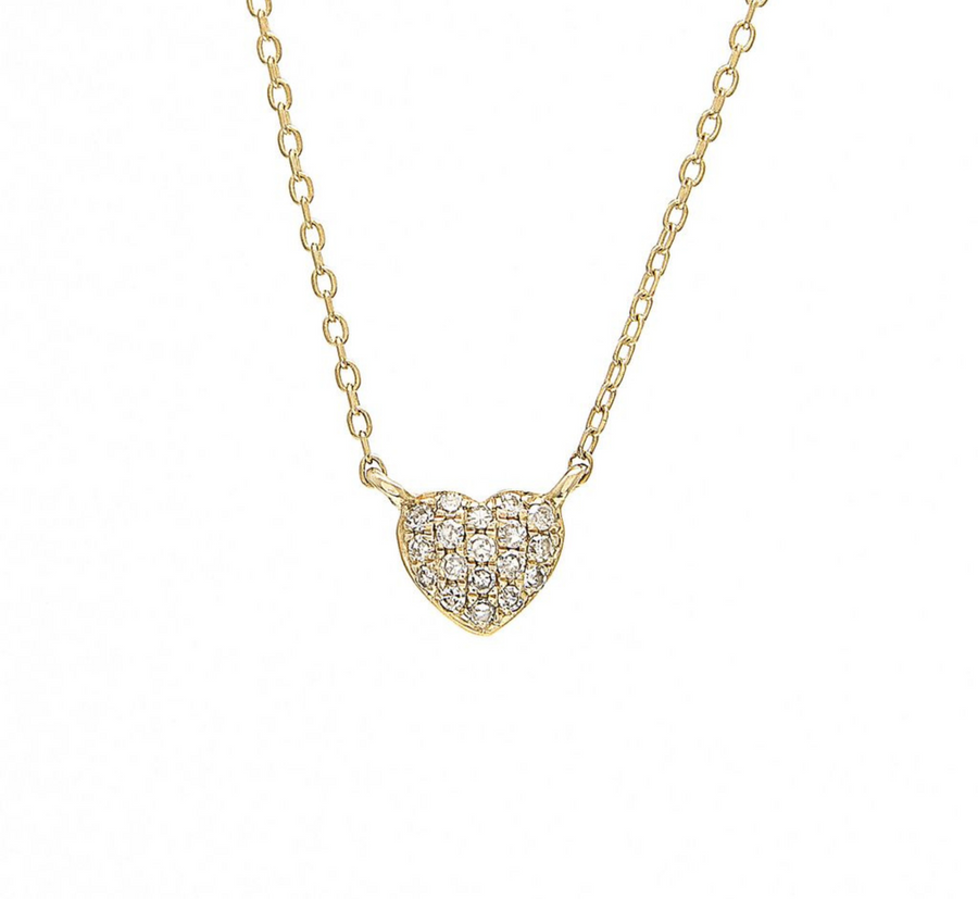 Pave Diamonds Puff Heart Necklace