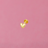 14K Solid Yellow Gold Puff Heart Piercing Earring