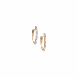 14K Solid Gold 13mm V Diamond Huggie Hoops