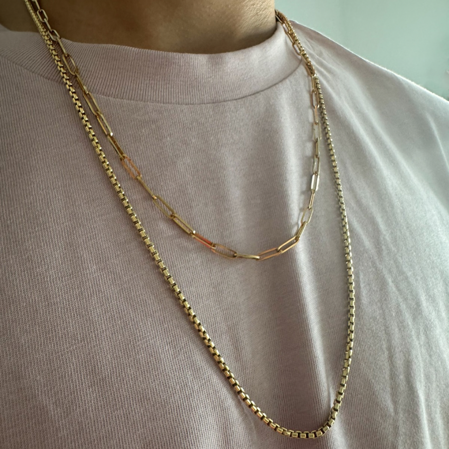 14K Solid Yellow Gold Medium Paper Clip Chain