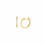 14K Solid Gold 15mm Diamond  Huggie Hoops