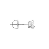 925 Sterling Silver Princess Cut CZ Screw Back Earrings