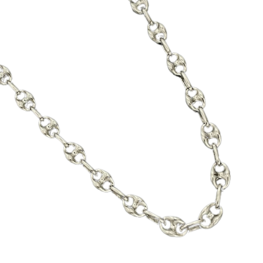 925 Sterling Silver Marine Puff Link Chain