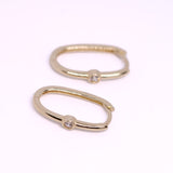 14K Solid Gold Square Huggie Hoops with Stones