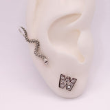 925 Sterling Silver W Initial Earrings with CZ