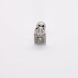 925 Sterling Silver CZ Mismatched Key & Locket Screw Back Earrings