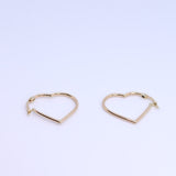 14K Solid Yellow Gold Heart Shape Tube Hoops