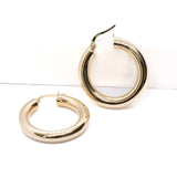 14K Solid Yellow Gold 30mm Tube Hoops Earrings