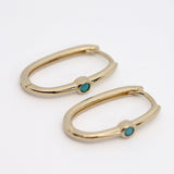 14K Solid Gold Square Huggie Hoops with Stones